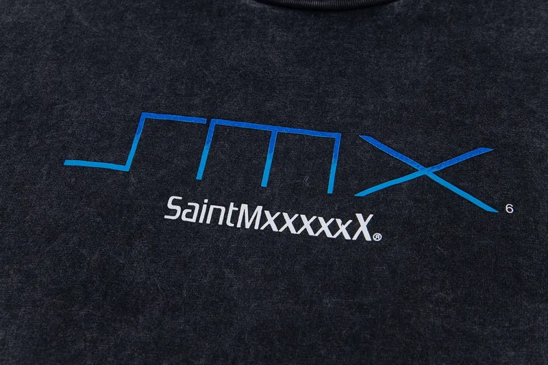 130💰S05# SAINT MICHAEL retro high street distressed vinTAGE short-sleeved T-shirt 11 washed black S,M,L,XL